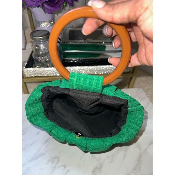 Green Jacquard Clutch Purse - Picture 3 of 3